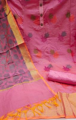 pink jacquard woven dress material 3