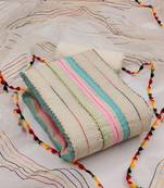 off white cotton embroidered dress material