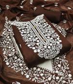 brown cotton embroidered dress material