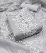 grey cotton embroidered dress material