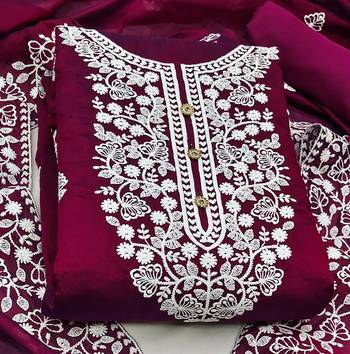 purple cotton embroidered dress material 2