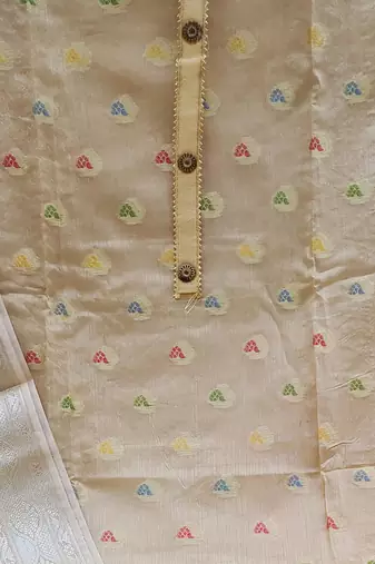 beige jacquard woven dress material