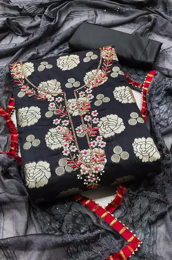 grey jacquard woven dress material