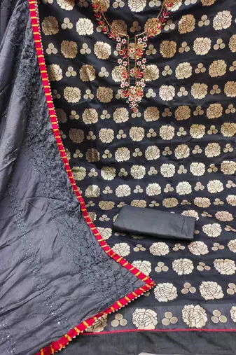 grey jacquard woven dress material