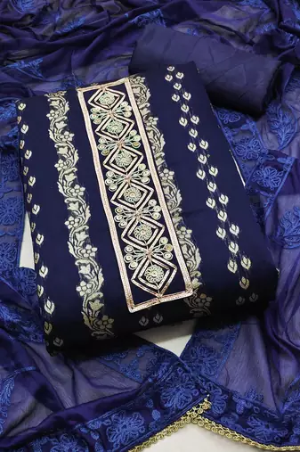 blue jacquard woven dress material