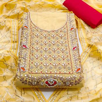 yellow cotton hand embroidery dress material 2