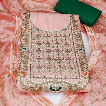 peach cotton hand embroidery dress material 2
