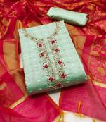 light green jacquard hand embroidery dress material