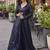 Navy blue georgette embroidered western style plazzo suit