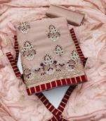 baby pink chanderi embroidered dress material