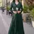 Green georgette embroidered western style palazzo suit