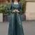 Teal green georgette embroidered western style palazzo suit
