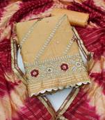 mustard chanderi embroidered dress material