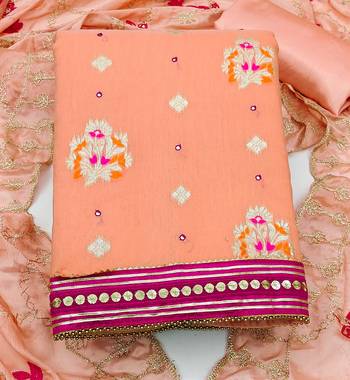 peach jacquard woven dress material 3