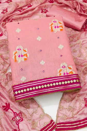 pink jacquard woven dress material