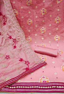 pink jacquard woven dress material 2