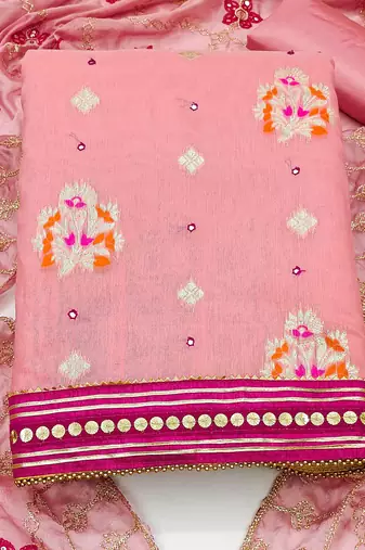 pink jacquard woven dress material