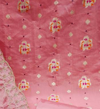 pink jacquard woven dress material 4