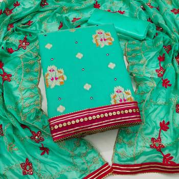 green jacquard woven dress material 1