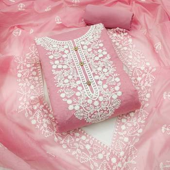 baby pink cotton embroidered dress material 1