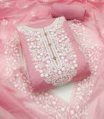 baby pink cotton embroidered dress material