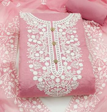 baby pink cotton embroidered dress material 3