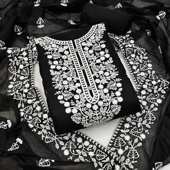 black cotton embroidered dress material 1
