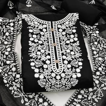 black cotton embroidered dress material 3