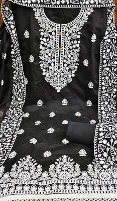 black cotton embroidered dress material 4