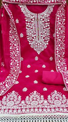 pink cotton embroidered dress material 4