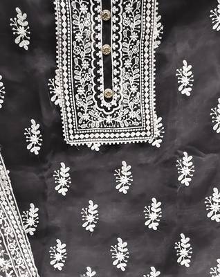 grey organza embroidered dress material 4