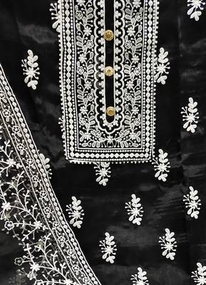 black organza embroidered dress material 4