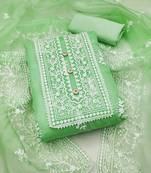 green organza embroidered dress material