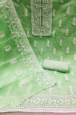 green organza embroidered dress material 2