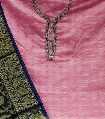 pink jacquard hand embroidery dress material 4