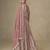 Pink blue silk embroidered Anarkali with pant and dupatta