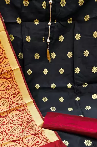 black jacquard woven dress material