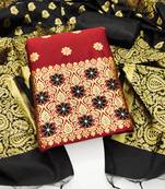 maroon jacquard woven dress material