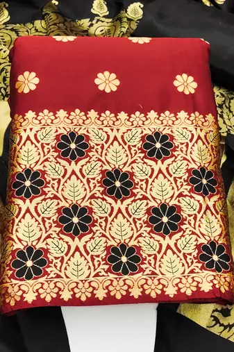 maroon jacquard woven dress material