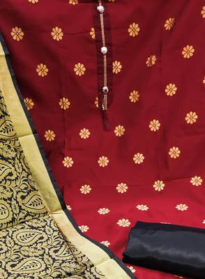 maroon jacquard woven dress material 4