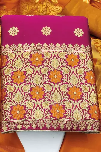 pink jacquard woven dress material