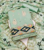 light green jacquard embroidered dress material