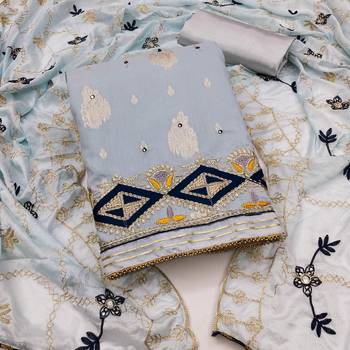 sea green jacquard embroidered dress material 1