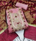 light purple cotton hand embroidery dress material