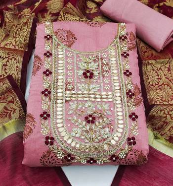 light purple cotton hand embroidery dress material 3