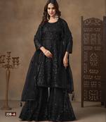 black net sharara embroidered sequins & mirror work suit