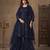 Navy net semi stitched sharara suit with heavy sequince work