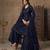 Navy net semi stitched sharara suit with heavy sequince work