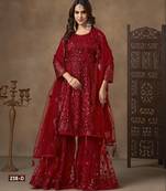 red net sharara suit with heavy sequince work