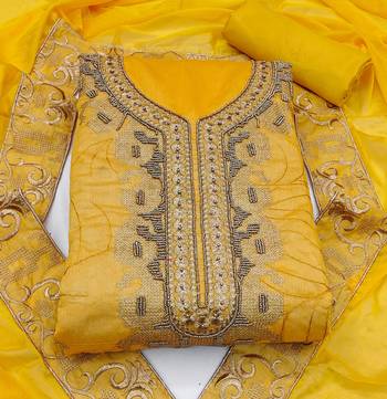 yellow cotton hand embroidery dress material 3